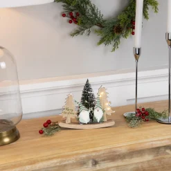 LED Lighted Gnomes and "Merry Christmas" with Trees Decoration - 6.5"