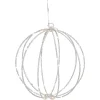 LED Lighted Hanging Ball Christmas Decoration - 8" - Silver - Warm White Lights