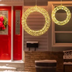 LED Lighted Hanging Christmas Wreath Decorations - 18