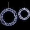 LED Lighted Hanging Christmas Wreath Decorations - 18" - Set of 2 - Cool White Lights