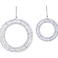 LED Lighted Hanging Christmas Wreath Decorations - 18" - Set of 2 - Cool White Lights