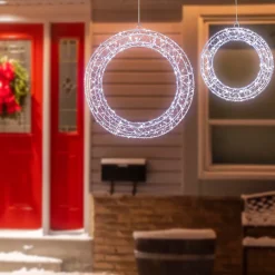 LED Lighted Hanging Christmas Wreath Decorations - 18