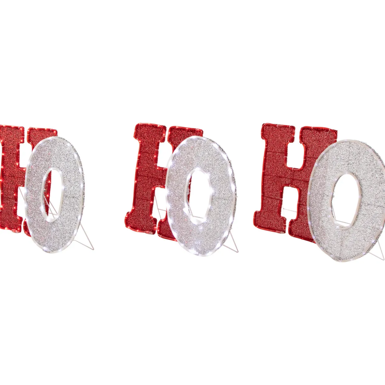 LED Lighted "Ho Ho Ho" Outdoor Christmas Decoration - 76.75" - Red and White Lights