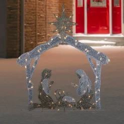 LED Lighted Holy Family Nativity Scene Outdoor Christmas Decoration - 44" - Warm White