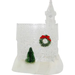 LED Lighted Icy Crystal Glitter Snow Globe Christmas House - 9"