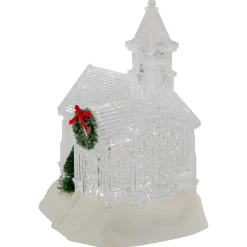 LED Lighted Icy Crystal Glitter Snow Globe Christmas House - 9