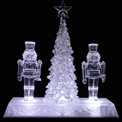LED Lighted Icy Crystal Nutcracker and Christmas Tree Decoration - 9