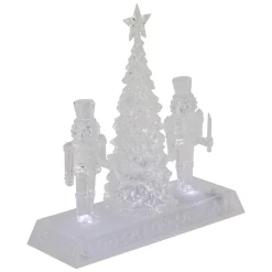 LED Lighted Icy Crystal Nutcracker and Christmas Tree Decoration - 9
