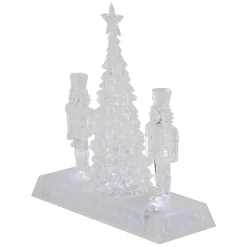 LED Lighted Icy Crystal Nutcracker and Christmas Tree Decoration - 9