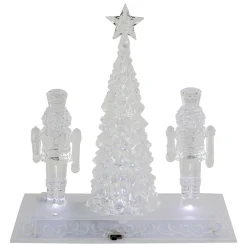 LED Lighted Icy Crystal Nutcracker and Christmas Tree Decoration - 9