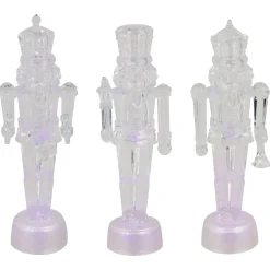 LED Lighted Icy Crystal Nutcracker Christmas Figures - 7.5" - Multicolor Lights -Set of 3