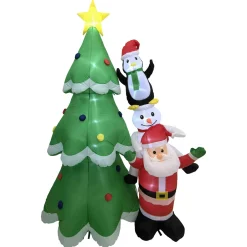 LED Lighted Inflatable Christmas Tree with Santa and Friends Outdoor Decoration - 8.25'