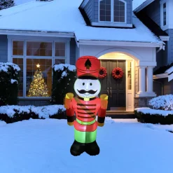 LED Lighted Inflatable Soldier Nutcracker Outdoor Christmas Decoration - 4.25'