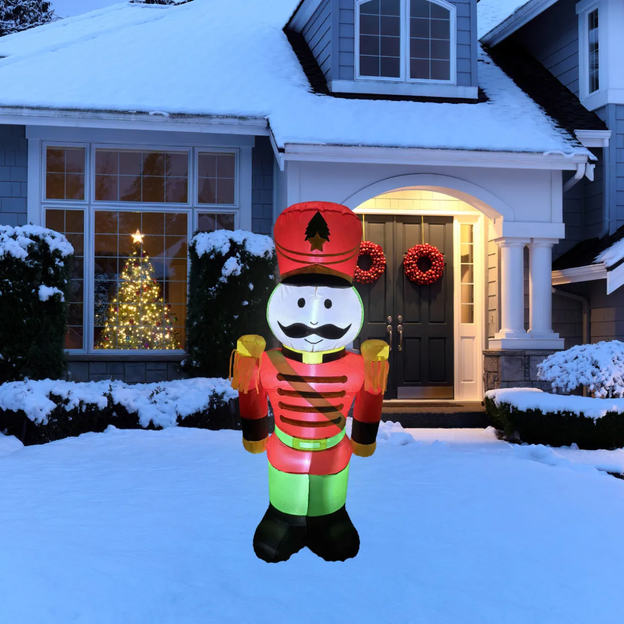 LED Lighted Inflatable Soldier Nutcracker Outdoor Christmas Decoration - 4.25'