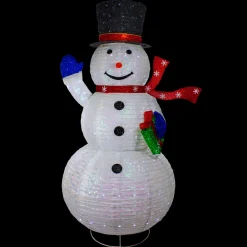LED Lighted Iridescent Twinkling Snowman Outdoor Christmas Decoration - 71