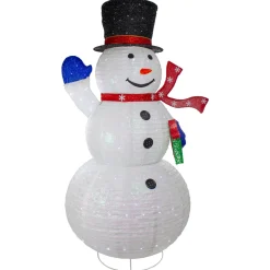 LED Lighted Iridescent Twinkling Snowman Outdoor Christmas Decoration - 71