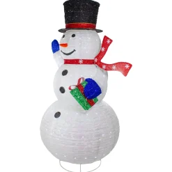 LED Lighted Iridescent Twinkling Snowman Outdoor Christmas Decoration - 71