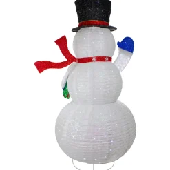 LED Lighted Iridescent Twinkling Snowman Outdoor Christmas Decoration - 71