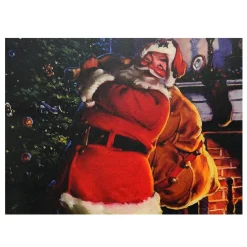 LED Lighted Jolly Santa Claus Christmas Canvas Wall Art - 11.75" x 15.75"