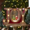 LED Lighted Joy Christmas Glitter Snow Globe - 11" - Red and Gold