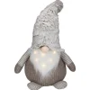 LED Lighted Knitted Gnome with Faux Fur Hat Christmas Figure - 23.5"