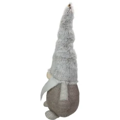LED Lighted Knitted Gnome with Faux Fur Hat Christmas Figure - 23.5