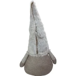 LED Lighted Knitted Gnome with Faux Fur Hat Christmas Figure - 23.5