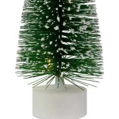 LED Lighted Mini Bottle Brush Pine Christmas Village Trees - Warm White - Set of 2