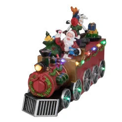 LED Lighted Musical Train with Santa Christmas Village Decoration - 10.25