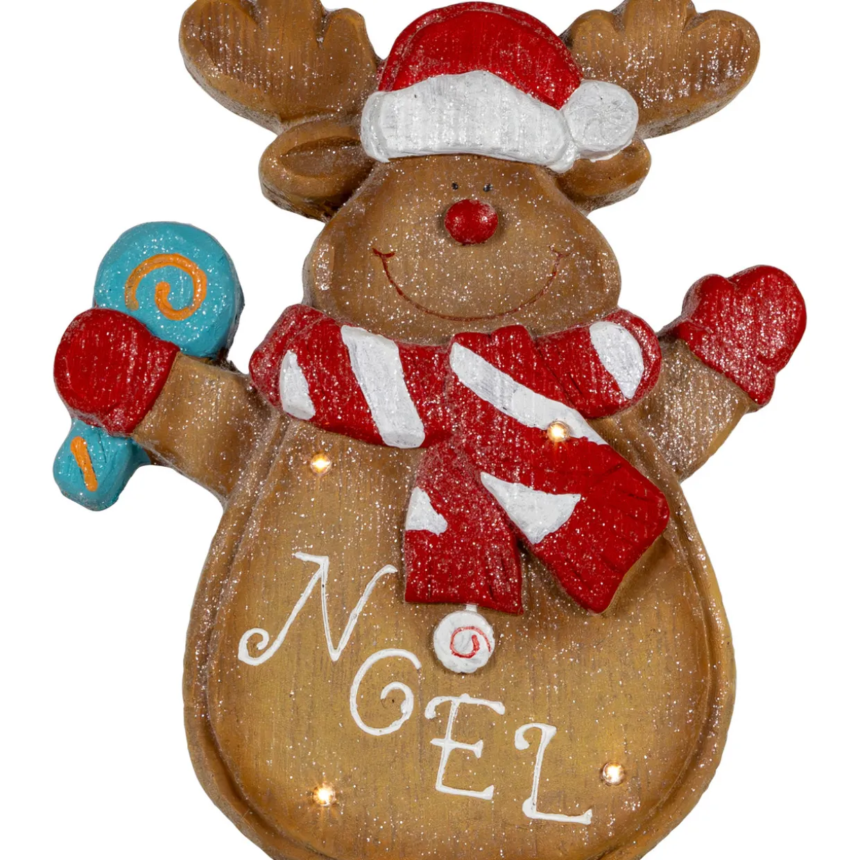 LED Lighted "Noel" Gingerbread Reindeer Christmas Decoration - 14.25"