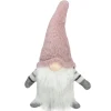 LED Lighted Nose Christmas Gnome Figure - 14" - Pink and White