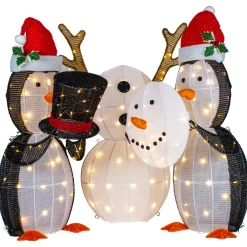 LED Lighted Penguins Building Snowman Outdoor Christmas Decoration - 35