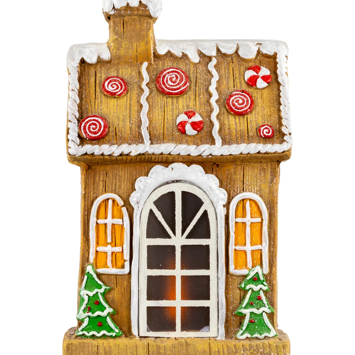 LED Lighted Peppermint Gingerbread House Christmas Decoration - 14"