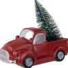 LED Lighted Pine Tree in Vintage Truck Christmas Decoration - 10" - Red