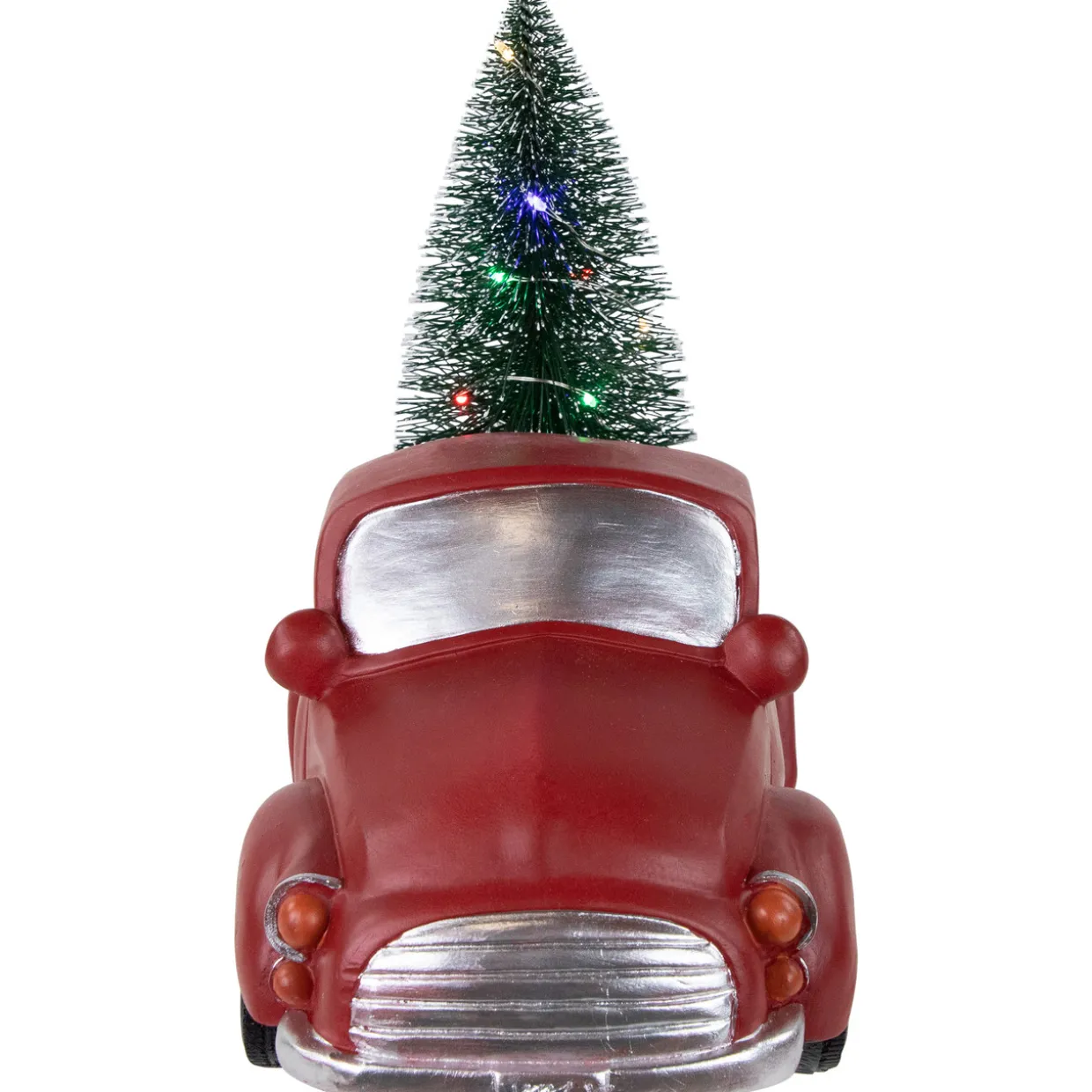 LED Lighted Pine Tree in Vintage Truck Christmas Decoration - 10" - Red
