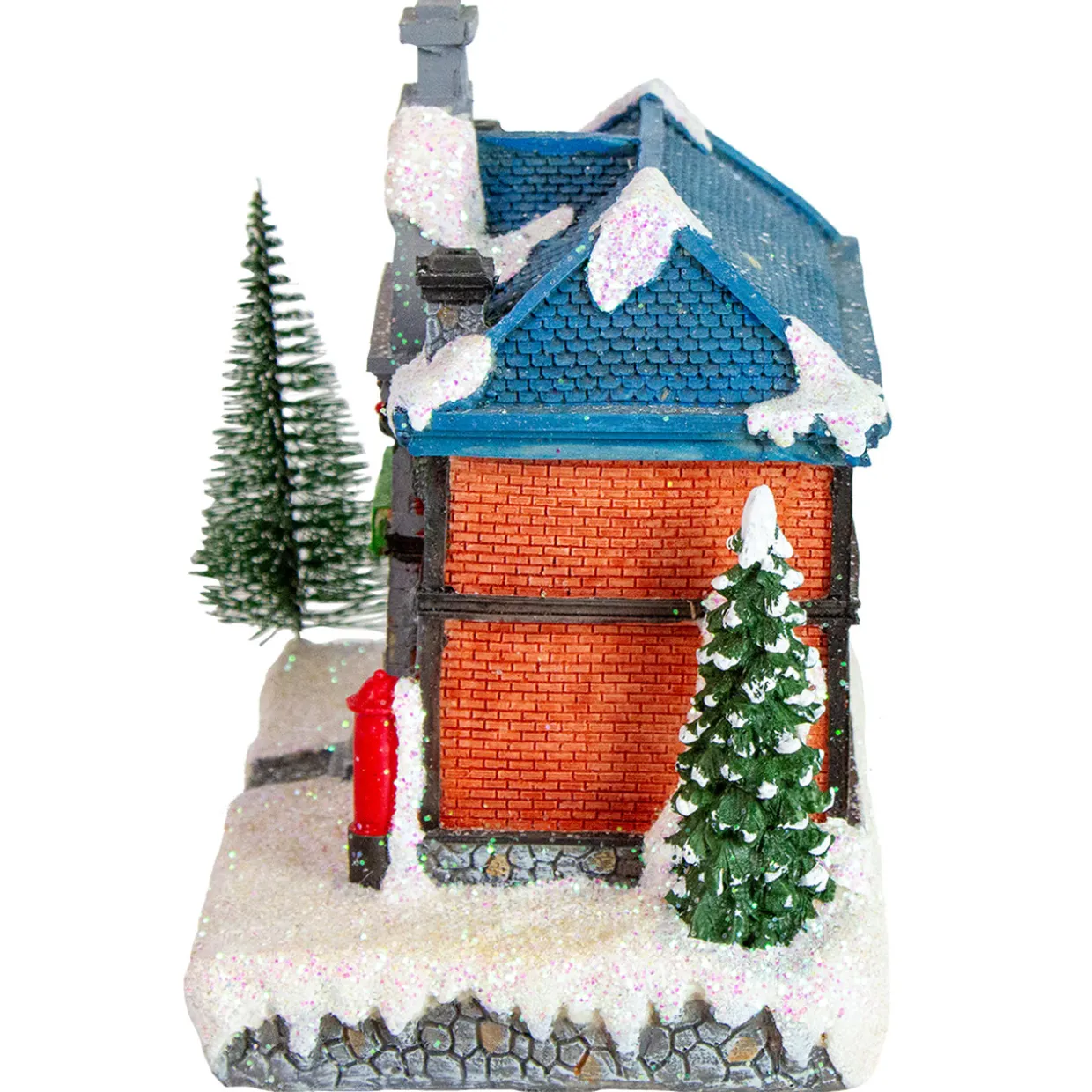 LED Lighted Post Office Christmas Village Decoration - 7"