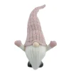 LED Lighted Round Rattan Christmas Gnome Figure - 14" - Pink and Cream