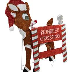 LED Lighted Rudolph Reindeer Crossing Outdoor Christmas Sign - 36