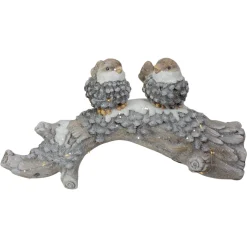 LED Lighted Rustic Glittered Birds on a Snowy Log Christmas Decoration - 18"