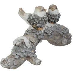 LED Lighted Rustic Glittered Birds on a Snowy Log Christmas Decoration - 18