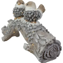 LED Lighted Rustic Glittered Birds on a Snowy Log Christmas Decoration - 18