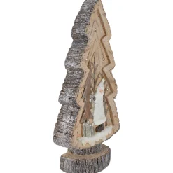 LED Lighted Rustic Glitter Christmas Tree with Winter Scene - 20"