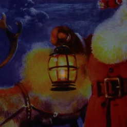 LED Lighted Santa Claus with Reindeer Christmas Canvas Wall Art 11.75