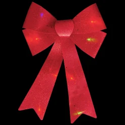 LED Lighted Sequin Christmas Bow Decoration - 16