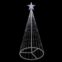 LED Lighted Show Cone Christmas Tree with Star Outdoor Decoration - 4' - Purple