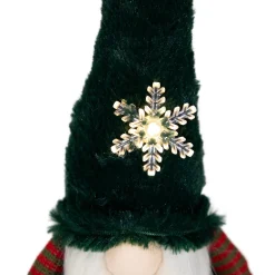 LED Lighted Sitting Gnome with Snowflake Christmas Figure - 13