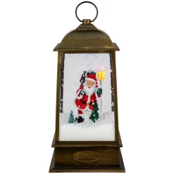 LED Lighted Snowing and Musical Santa Christmas Lantern - 13.5"