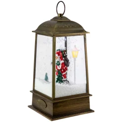 LED Lighted Snowing and Musical Santa Christmas Lantern - 13.5"