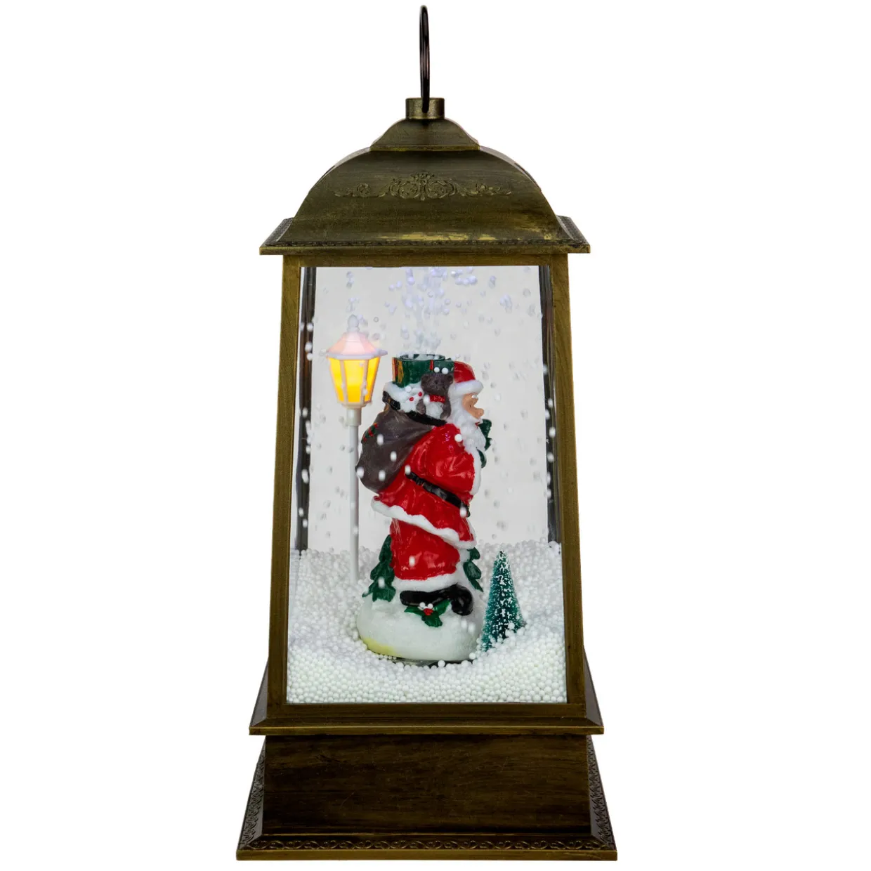 LED Lighted Snowing and Musical Santa Christmas Lantern - 13.5"