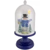 LED Lighted Snowing Musical Snowman in Cloche Christmas Decoration - 13.5" - Blue